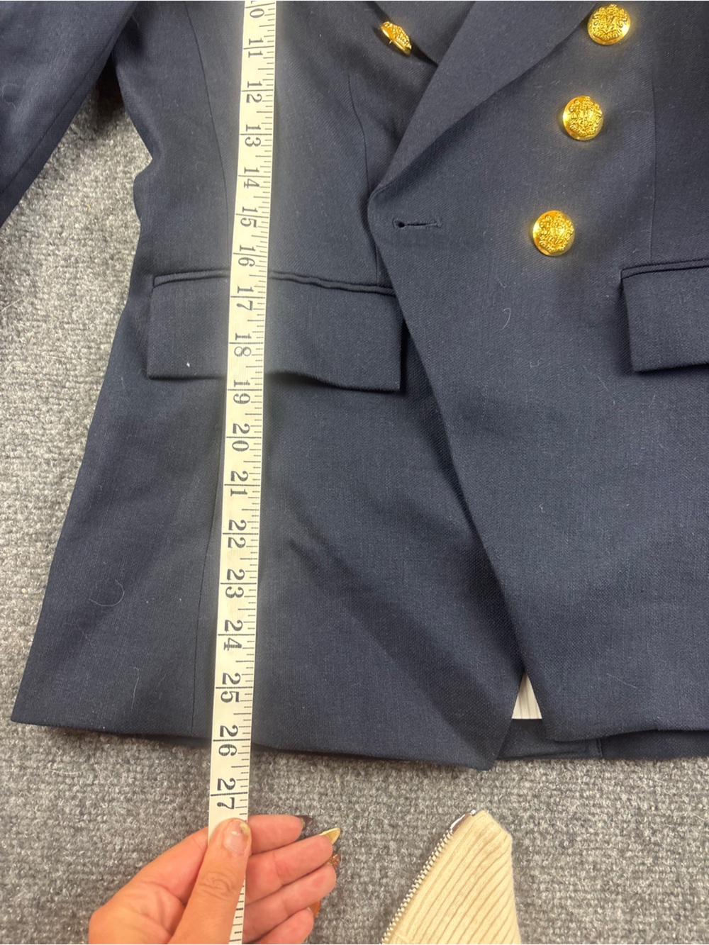 Veronica Beard Women’s Miller Dickey Jacket Navy Blue Linen Blend Gold Button -6 - Picture 10 of 12